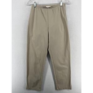 EILEEN FISHER Pants XS Organic Cotton Stretch Twill Tapered Ankle Side Zip Beige